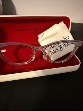 Alexander McQueen Women's Translucent Lilac Cat-Eye Glasses